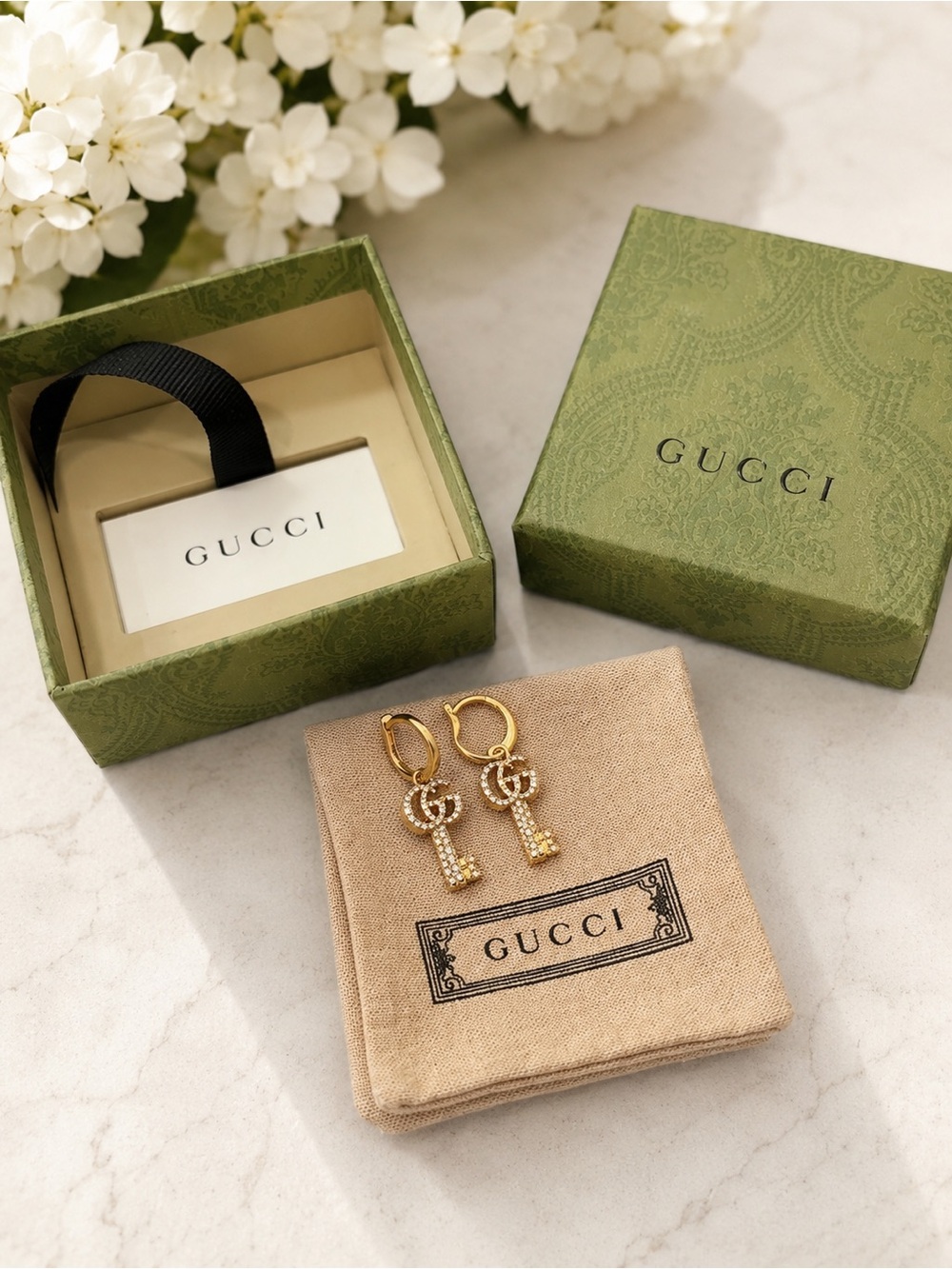 Gucci Double GG Key Earrings Hoops